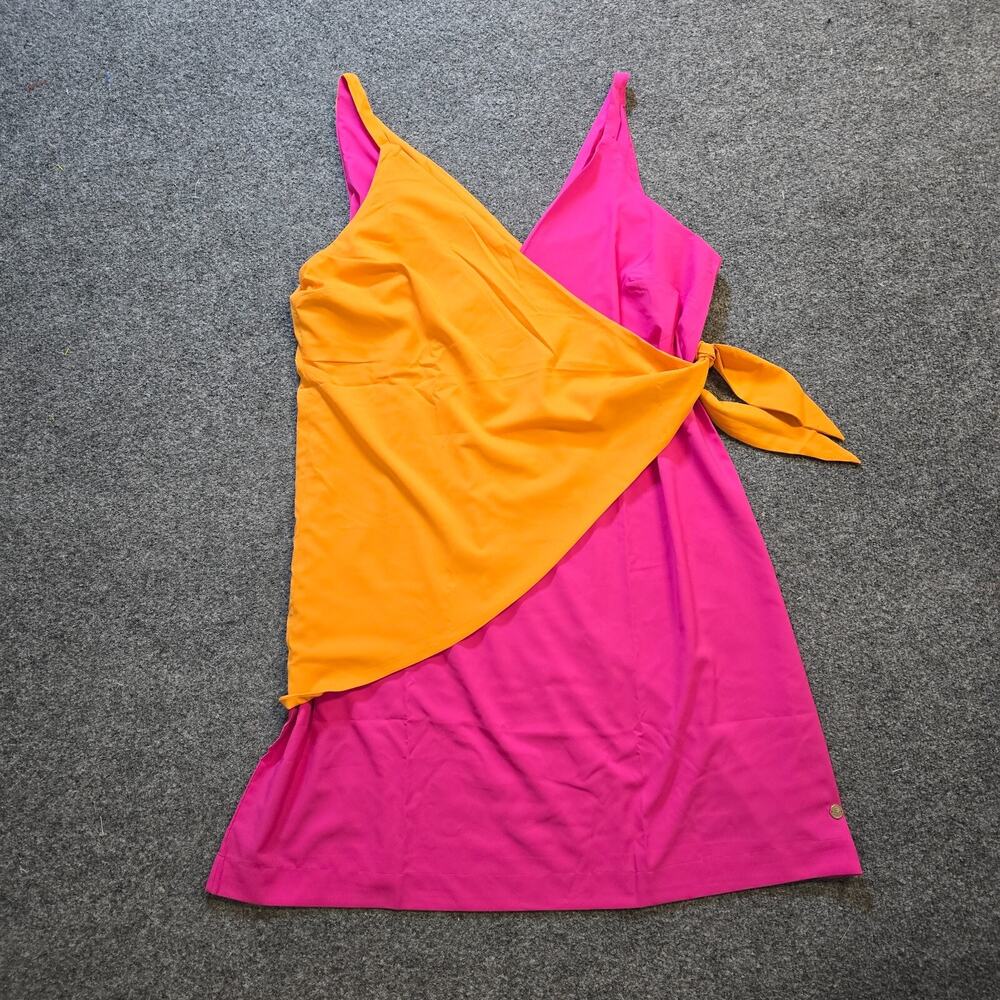 Coolibar Dress Womens XL Pink Orange Vizcaya Wrap Stretchy UPF Capsule Beachy